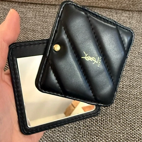 Yves Saint Laurent Beauty Square Compact Pocket Mirror Black New - Picture 5 of 14